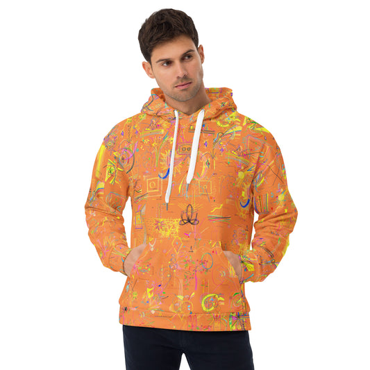 All at Once, recycled unisex hoodie in orange