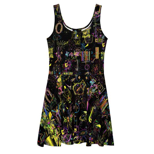 'YOUR BLESSINGS ARE PROTECTED' skater dress in black