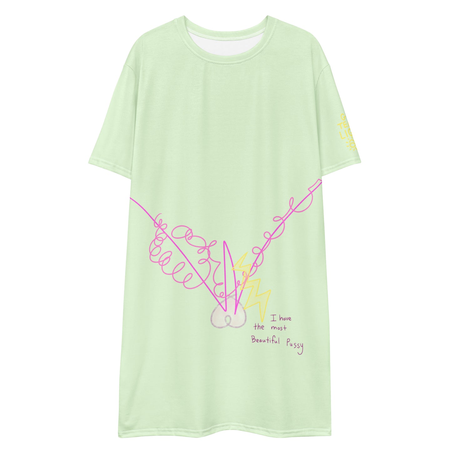 'I have the most Beautiful Pussy' + 'my Bliss is MY protection' T-shirt dress/PJs in seafoam