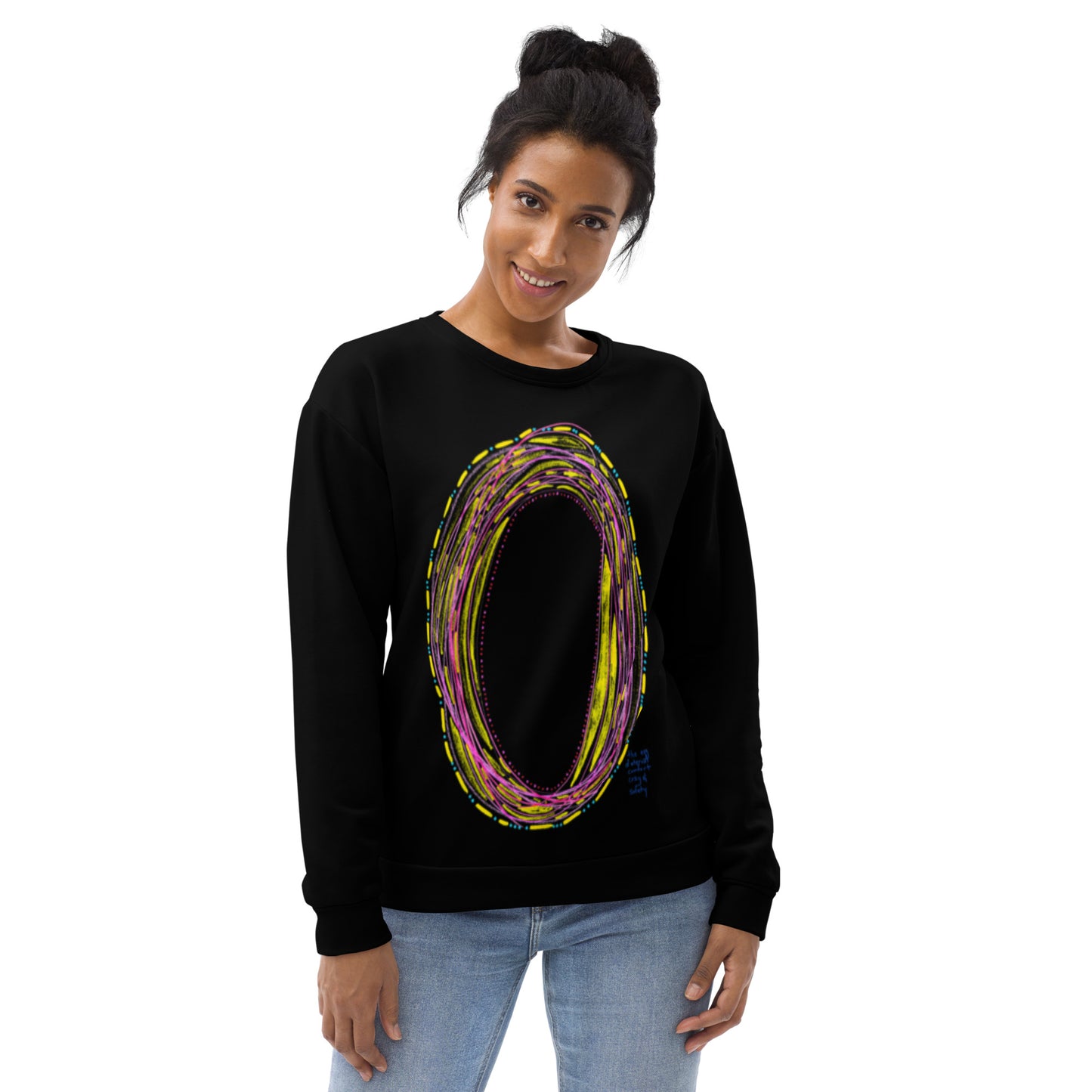 the egg of eternal comfort cozy & safety, recycled unisex sweatshirt in black