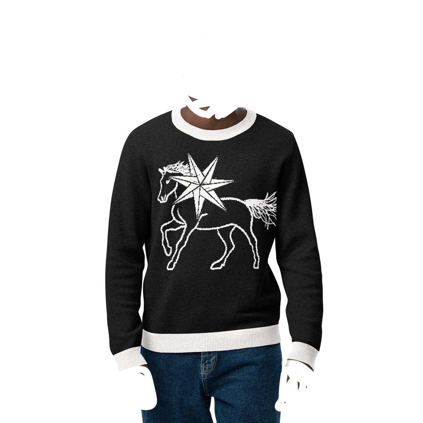 'THE ONLY HORSE I RIDE' knit in black