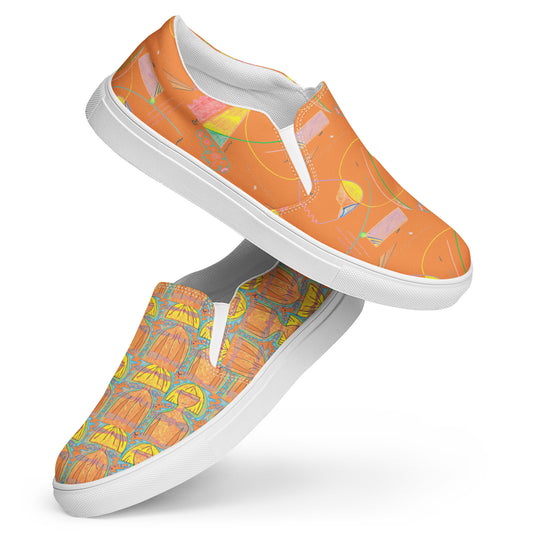 TruFlow, masculine slip-on canvas shoes in orange