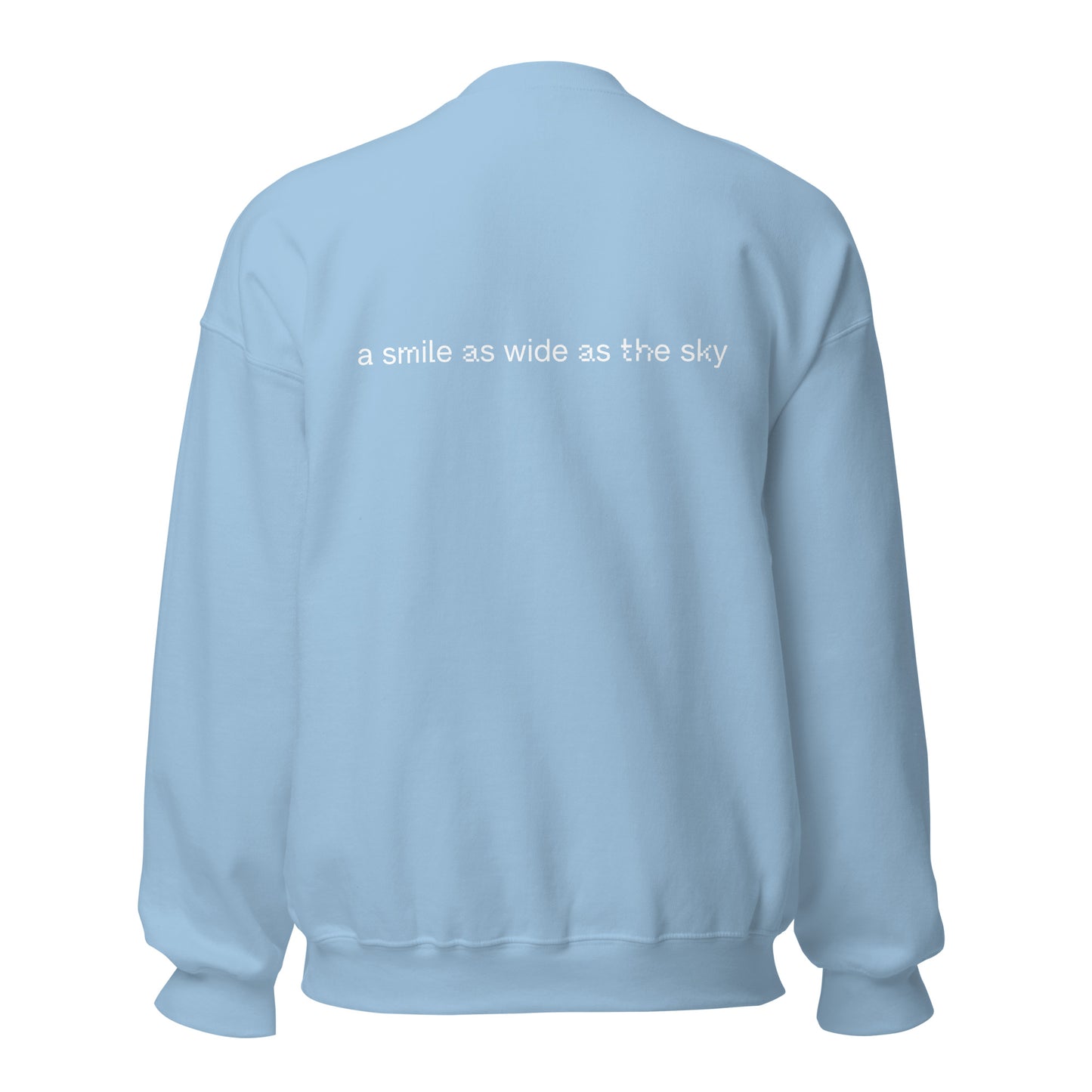 'a smile as wide as the sky' sweatshirt in navy & light blue