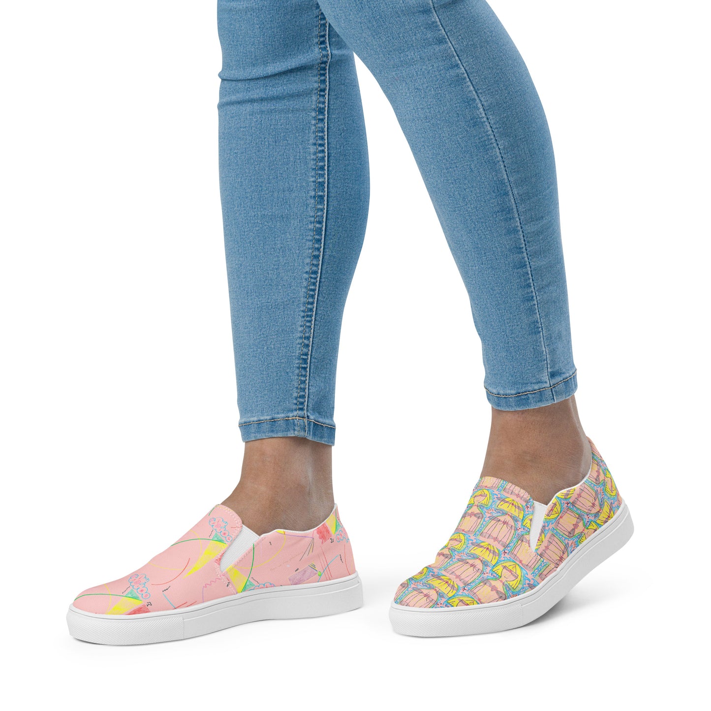 TruFlow, feminine slip-on canvas shoes in light pink