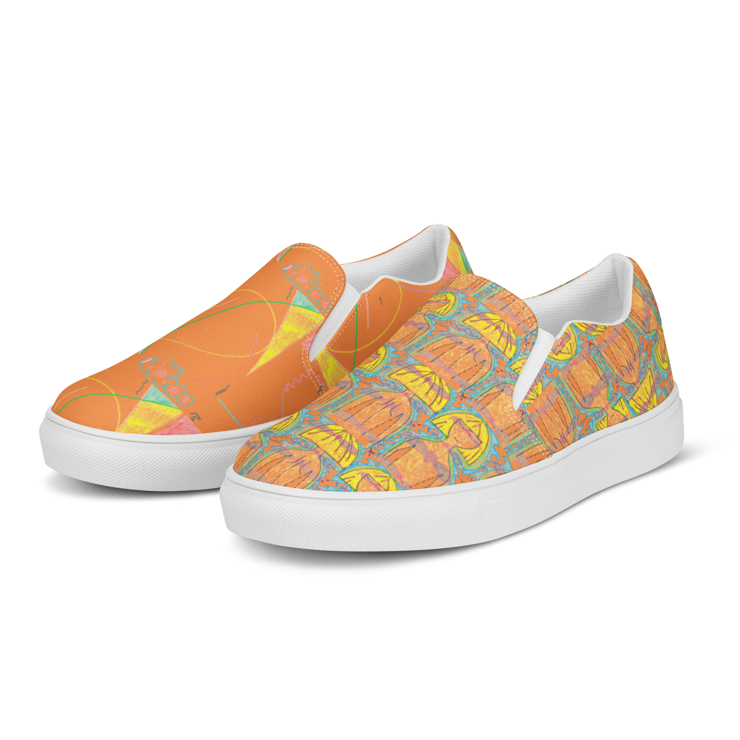 TruFlow, masculine slip-on canvas shoes in orange