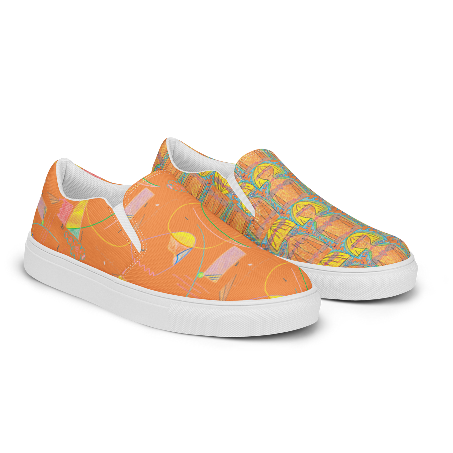 TruFlow, masculine slip-on canvas shoes in orange