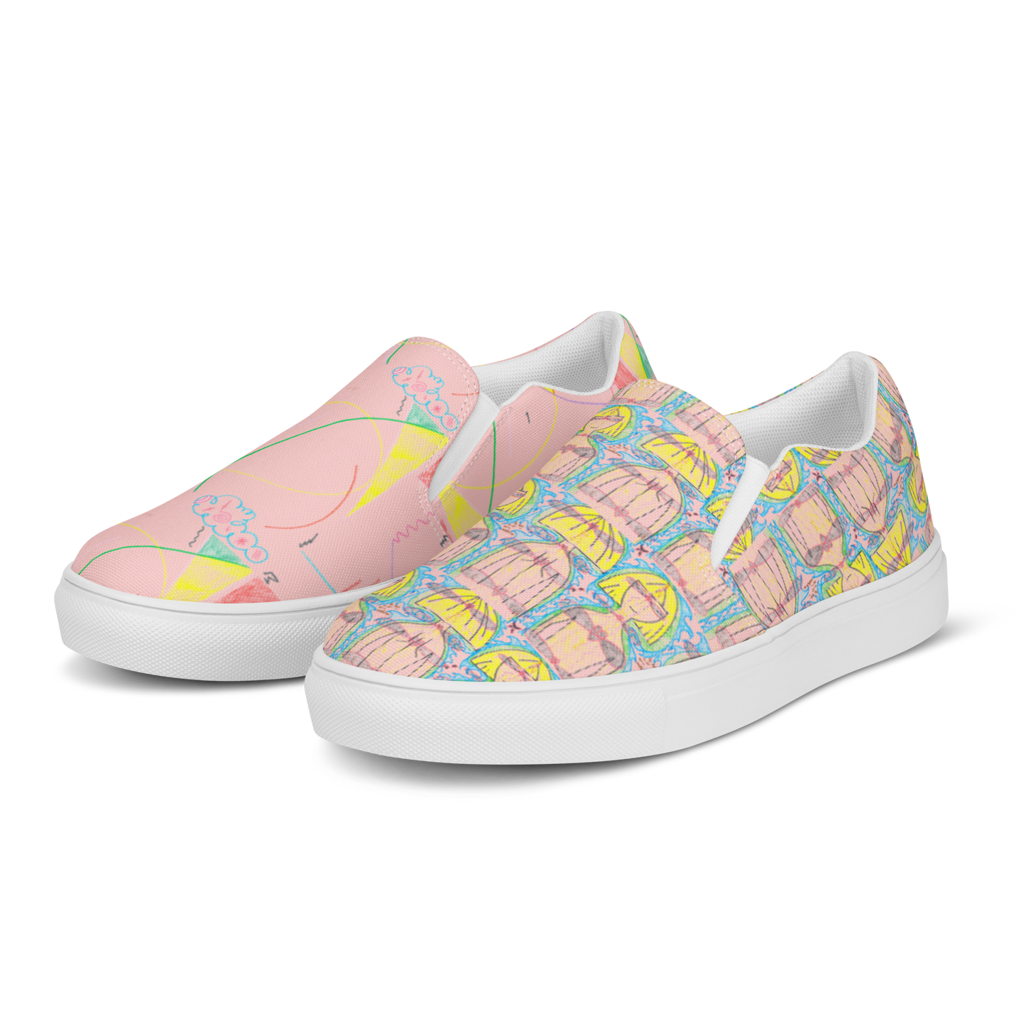 TruFlow, feminine slip-on canvas shoes in light pink